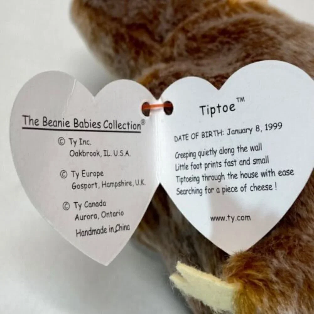 Ty Beanie Baby TIPTOE the‎ Mouse 1999 Beanbag Plush Stuffed Animal Toy Vintage